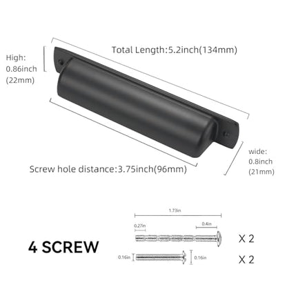 10 Pack 3.75 inch(96mm) Matte Black Kitchen Cabinet Handles Cabinet Cup Pulls Black Drawer Cup Pulls Kitchen Cabinet Hardware - color: Matte Black, size: 3.75" Hole Center（96mm）