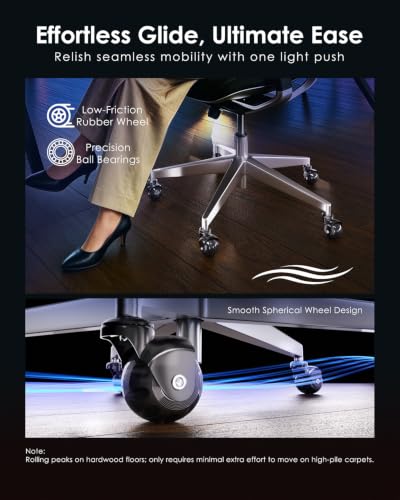 RidRed Office Chair Wheels Replacement Heavy Duty 2 Inch Roller Blade Wheels for Carpet Hardwood Floors,Support 2000 LB, Rubber Rollerblade Desk Chair Casters, Standard Stem Universal Fit, Set of 5 - color: Transparent Black