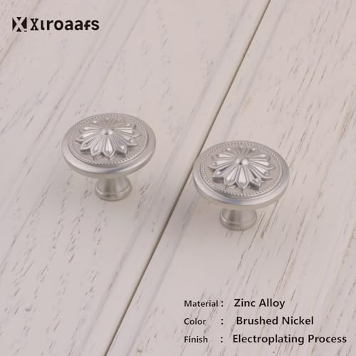 4 Pack Brushed Nickel Cabinet Hardware Knobs Round, 1-2/5"Satin Nickel Handles for Kitchen Cabinets and Drawers Nickel Drawer Pulls Dresser Knobs - color: Brushed Nickel