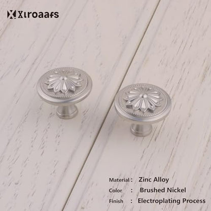 4 Pack Brushed Nickel Cabinet Hardware Knobs Round, 1-2/5"Satin Nickel Handles for Kitchen Cabinets and Drawers Nickel Drawer Pulls Dresser Knobs - color: Brushed Nickel