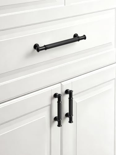 5 Pack Black Cabinet Pulls 3" Hole Center Matte Black Handles Drawer Pulls Closet Bathroom Vanity Dresser Hardware Zinc Alloy - color: Black, size: 3"(76mm) Hole Centers