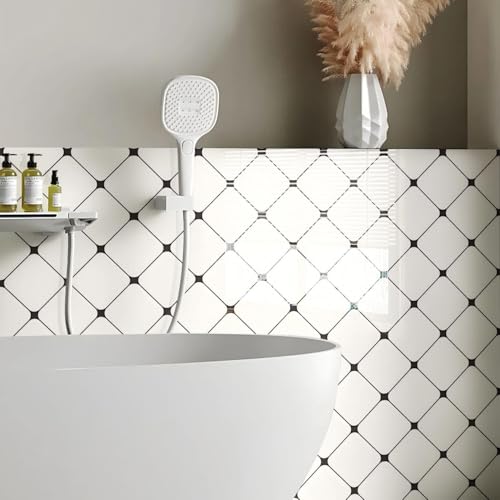 Chejiaye Peel and Stick Backsplash Tiles 10-Pack - White Geometric Self-Adhesive PVC Wall Panels, Waterproof Kitchen Backsplash Stick on Tile for Kitchen,Bathroom, Laundry Room Walls (11.8"x11.8") - color: White Geometry, size: 11.8" x 11.8" x 10Pack