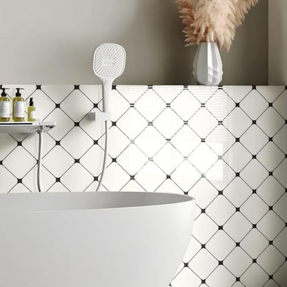 Chejiaye Peel and Stick Backsplash Tiles 10-Pack - White Geometric Self-Adhesive PVC Wall Panels, Waterproof Kitchen Backsplash Stick on Tile for Kitchen,Bathroom, Laundry Room Walls (11.8"x11.8") - color: White Geometry, size: 11.8" x 11.8" x 10Pack