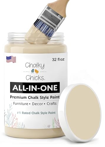 Chalky Chicks Cuppa Latte 32 Fl Oz Chalk Paint for Furniture All in One - color: Cuppa Latte (Tan), size: 32 Fl Oz (Pack of 1)