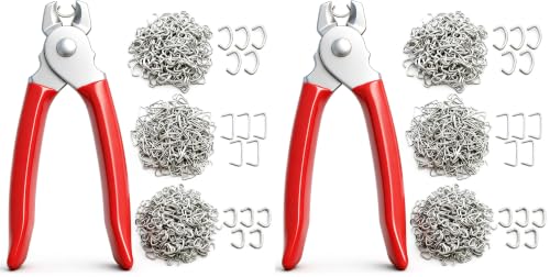 285 pcs Hog Rings with Straight Hog Ring Pliers Kit 3/4" 1/2" 3/8 "Galvanized Hog Rings for Animal Pet Cages、Ropes、Bagging、DIY Craft、Furniture (Pack of 2) - color: Red, size: 285PCS-Straight (Pack of 2)