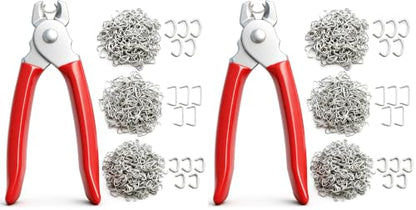 285 pcs Hog Rings with Straight Hog Ring Pliers Kit 3/4" 1/2" 3/8 "Galvanized Hog Rings for Animal Pet Cages、Ropes、Bagging、DIY Craft、Furniture (Pack of 2) - color: Red, size: 285PCS-Straight (Pack of 2)