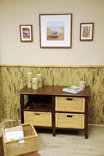 amaZulu Natural Bamboo Wall Panels 4x8 — Burnt Node Tambor Cladding, Rustic Charred Accent, Flexible Accent Wall, Bar Front, Wainscoting & Ceiling Tile, Mesh-Backed, 32 sq ft - color: Natural with Burnt Nodes