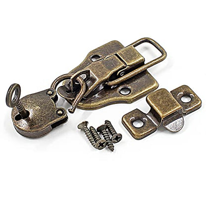 2 Pcs Retro Style Cabinet Duckbilled Toggle Hasp Latch, Antique Bronze