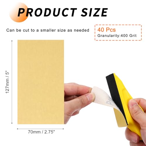 40 Pcs 400 Grit Sandpaper 2.75x5 Inch Sand Paper Alumina Abrasive - size: 2.75 x 5 Inch(400 Grit)