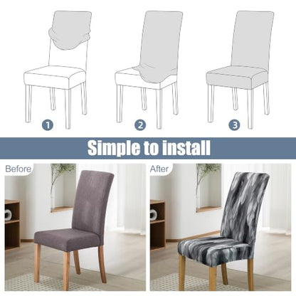 Dining Chair Covers, Stretch Seat Covers, Washable Furniture Protector - color: Black Feather, size: ‌Milk Silk