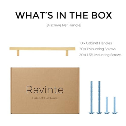Ravinte Champagne Gold Handles Square Cabinet Hardware 8 Inch 10 Pack - size: 8" Hole Center