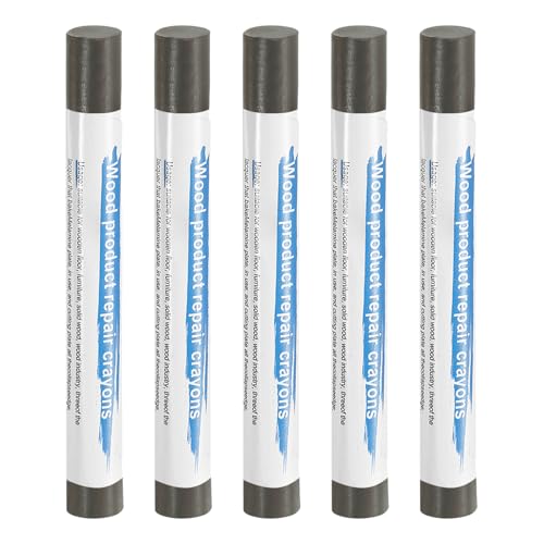 HARFINGTON 5pcs Wood Filler Sticks Wooden Wax Touch Up Furniture Repair Crayons for Scratch Hole Wood, Charcoal - color: Charcoal