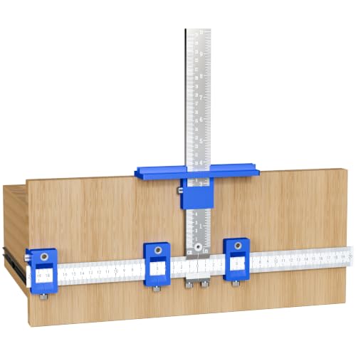 Cabinet Hardware Jig, Cabinet Handle Template with Center Punch. - color: Blue