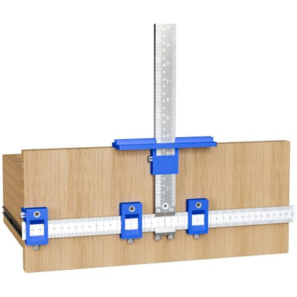 Cabinet Hardware Jig, Cabinet Handle Template with Center Punch. - color: Blue