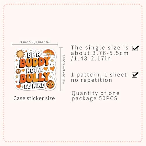 Anti Bullying Stickers |50Pcs Stop Bullying Theme Waterproof Vinyl Decals - color: Anti Bullying