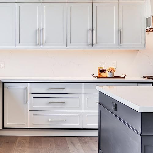 Amerdeco 10 Pack Brushed Satin Nickel Knurled Cabinet Pulls - 6.3 Inch(160mm) Hole Center Kitchen Cabinet Handles Drawer Pulls Hardware ZH0034 - color: Brushed Satin Nickel, size: 6.25"/160mm Hole Center