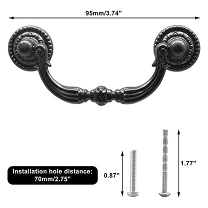 4 Pack 2.75" Hole Center Bail Pull Antique Black Drawer Handle - color: Black, size: 2.75 Inch