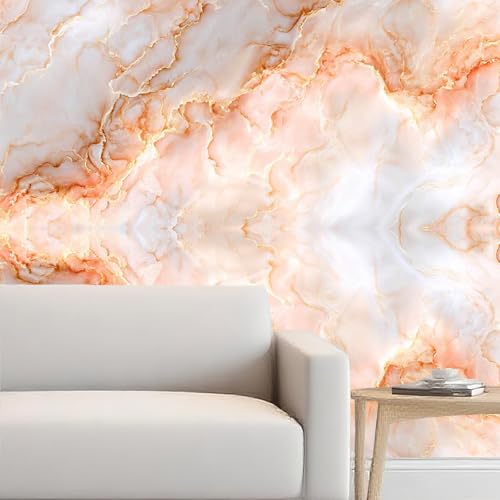 Nuxovilar White Orange Marble Wallpaper Peel Stick Vinyl 15.75x39.37 - color: Yhd04229, size: 15.7" x 39.4"
