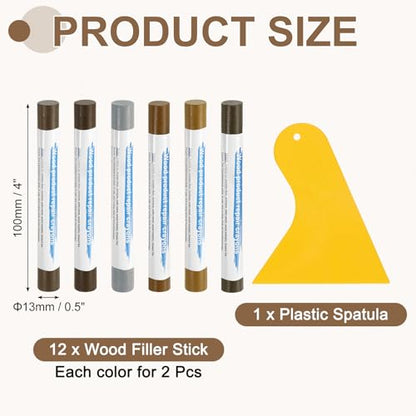 uxcell 12Pcs Wood Filler Sticks Kit, 12 Colors & Natural Series - color: Natural Series