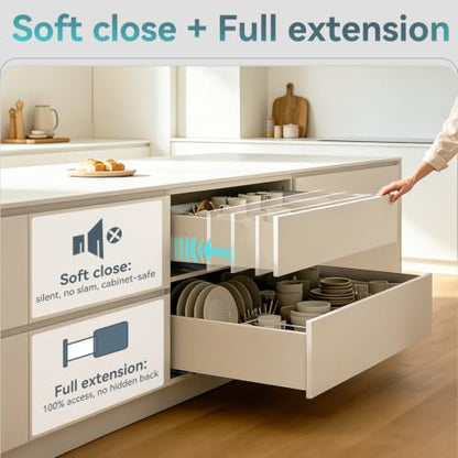 10 Inch Bottom Mount Soft Close Drawer Slides, 88 lbs Capacity - size: 10 Inch