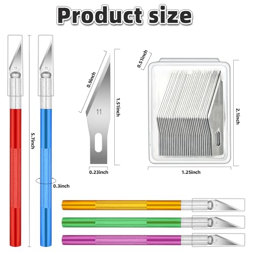 55 Pack Exacto Knife, Hobby Knife Set with 5 Craft Knives and 50 Precision Knife Blades(#11) for Art,Scrapbooking,Carving, DIY, Cutting, Stenciling by EGYPAMID