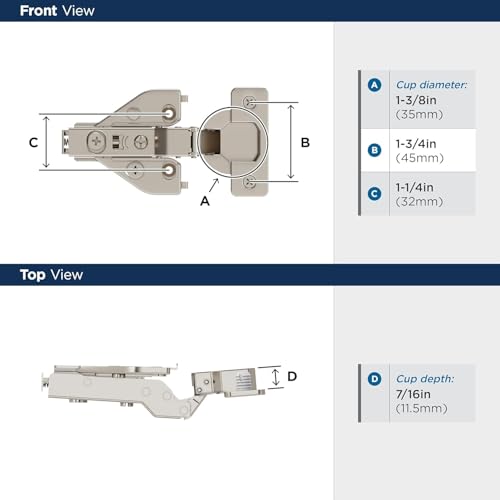 Amerock 1 Pair Full Overlay Soft-Closing Euro Concealed Cabinet Hinge - size: Full Overlay Face Frame