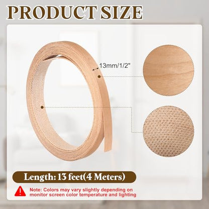 uxcell 1/2" x13ft Wood Veneer Edge Banding Pre-Glued Cherry Wood Strips - color: Cherry Wood, size: 1/2 Inch x 13ft