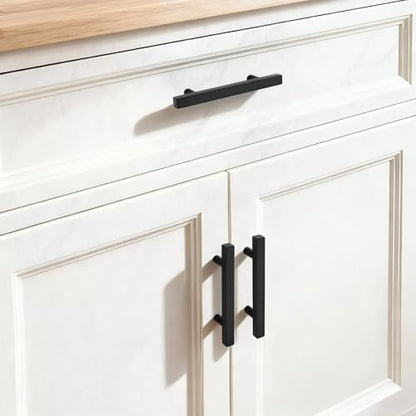 Probrico Matte Black Cabinet Handles & Pulls 3" Hole Centers Square 5 Pack - color: Black, size: Hole Center: 76mm(3inch)