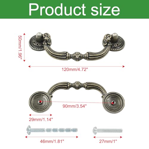 8 Pack 3.5" Hole Center Bail Pull Antique Bronze Drawer Handle - color: Antique Bronze(8 PCS), size: 3.5 Inch
