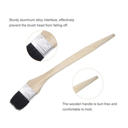 uxcell 3pcs Bent Radiator Paint Brush 2" Width Curved Wall Paint Soft Bristle Brushes with Long Wood Handle for Painting DIY Wall Treatment - size: 2"