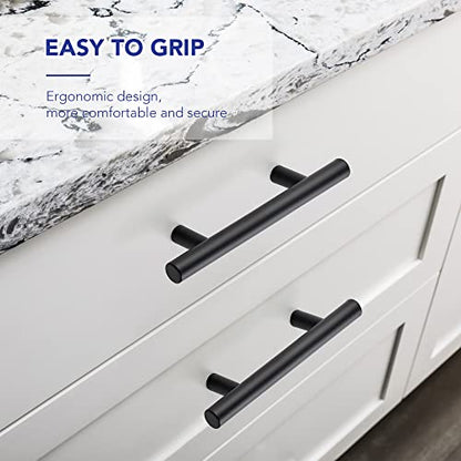 Ravinte Hardware Matte Black Cabinet Handles Drawer Pulls 3 Inch CC 25 Pack - color: Matte Black T-Shaped, size: 3" Hole Center