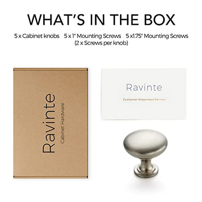 Ravinte Brushed Nickel Cabinet Knobs, Zinc Knobs Drawer Pulls, 5 Pack - color: Brushed Nickel