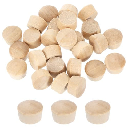 uxcell 56Pcs Wood Button Plugs, 12.5mm/0.49" Flat Head Hardwood Screw Hole Plug Wooden Caps Buttons Wood Plug for Furniture Woodworking Craft Decor (14mm x 12.5mm) - size: 14x12.5x9mm