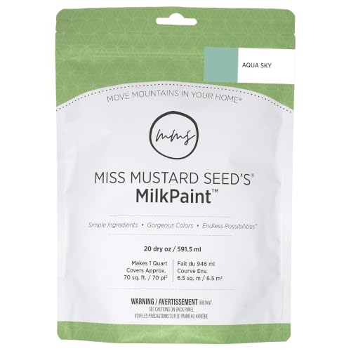 Miss Mustard Seed's Milk Paint for Furniture, Cabinets & Wood, Aqua Sky Quart - color: Aqua Sky, size: 20 Ounce (Pack of 1)