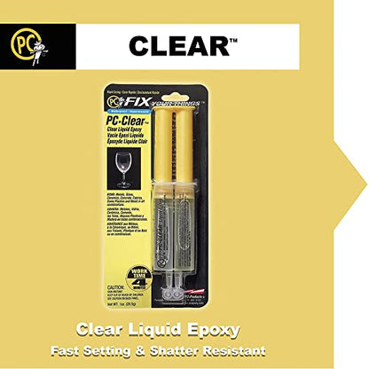 PC Products - 70147-2 PC-Clear Epoxy Adhesive Liquid, 1oz Double Syringe, Clear 70147 (Pack of 1, 2 Count Total) - size: 1 oz Double Syringe, 2-Pack