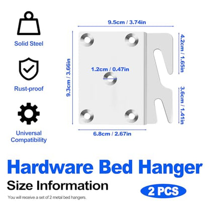 ASTIMESA 2 Pieces Heavy Duty Bed Rail Brackets Parts, Universal Bed Frame Hardware Replacement Kit, Headboard Frame Hooks Support Plates Connector for Wood Footboard Furniture