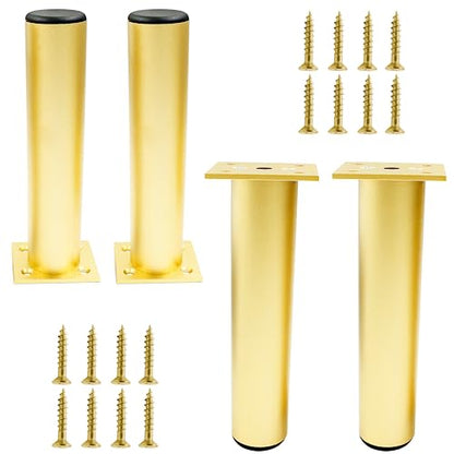 4-Pack Adjustable Aluminum Alloy Furniture Legs 7" Height Gold - color: Gold, size: 7 Inch