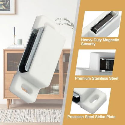 12Pcs Magnetic Door Catch, for Closure Cupboard Closet Bathroom - color: White, 12Pcs