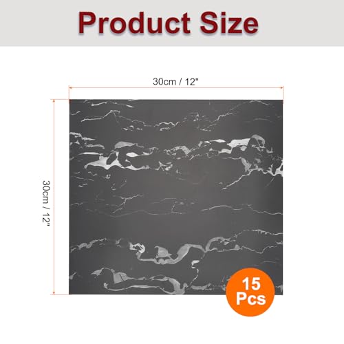 HARFINGTON 15pcs Peel and Stick Marble Tiles, Waterproof Wall Panel Backsplash, 12"x12" PVC Peel and Stick Shower Tiles for Bathroom, Kitchen, Living, White Crystal Dragon Design - style: White Crystal Dragon