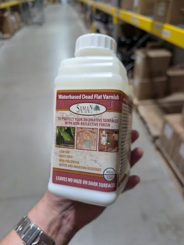 Saman Waterbased Dead Flat Varnish SAM-801 – Protects Decorative Surfaces (946 ml – 32 oz) - size: 1 Quart