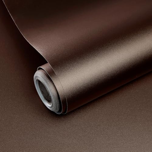 Metallic Dark Brown Peel and Stick Wallpaper Contact Paper for Countertops - color: Dark Brown, size: 15.7" x 118"