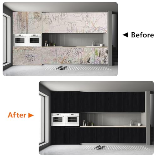 Wood Grain Contact Paper Wooden Peel and Stick Wallpaper 11.8"x78.7" - color: Black, size: 11.8" x 78.7"