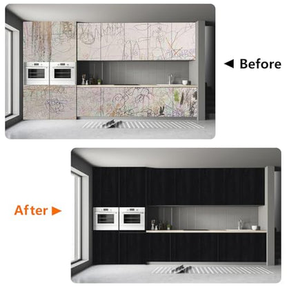 Wood Grain Contact Paper Wooden Peel and Stick Wallpaper 11.8"x78.7" - color: Black, size: 11.8" x 78.7"