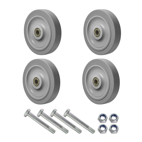 5'' Caster Wheels, Non-Marking Rubber Wheels for Cart Furniture, Set of 4 Industrial Wheel with 1400lbs Capacity (4 Wheel) - style: 5 inch Wheel