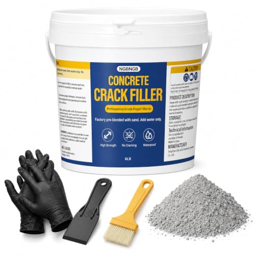 Concrete Crack Filler Heavy-Duty Dry Granular Mortar Repair Kit, 6 lb Gray - size: 6 LB
