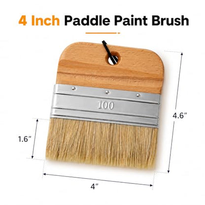 4 Inch Flat Paddle Paint Brush, Chalk Brush with Wooden Handle - size: 4 Inch Paddle Paint Brush