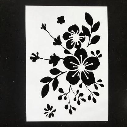 TIAMECH A4 Reusable Vintage Wildflower Branch Stencil for Painting - style: Vintage Wildflower Branch