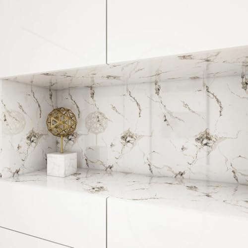 CAX Peel and Stick Wallpaper White Gold Marble Contact Paper for Countertop - color: Black/White, size: 15.7" x 78"