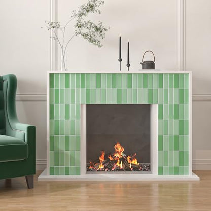 CHIHUT 16 Sheets Green Glossy Subway Peel and Stick Backsplash - color: Green, size: 16 Tiles