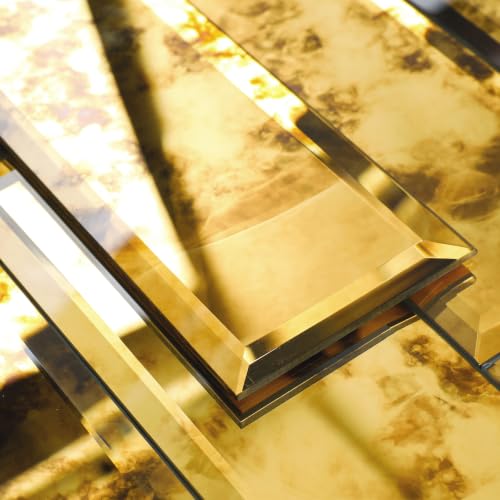 Lovdeco Peel & Stick Gold Antique Mirror Tile 3x12 Inch Beveled (20 Pcs) - color: Gold Light Antique, size: 3x12 inch